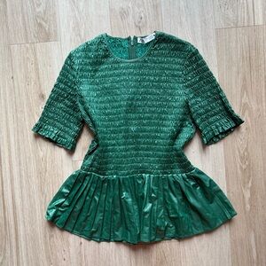 Zara Emerald Green Textured Top faux leather